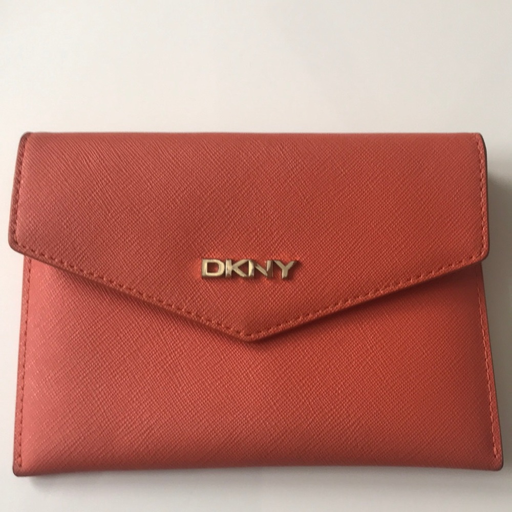 Dkny - Orange Saffiano Leather Wallet